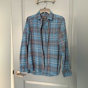 Hurley Blue and Red Plaid Men’s Casual Shirt. Grunge look. Flannel